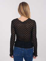 Czarna koronkowa bluzka z długim rękawem 