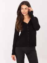 Czarny rozpinany sweter z domieszką modalu 