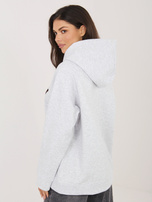 Jasnoszara melanżowa ocieplana bluza z kapturem RUE PARIS 