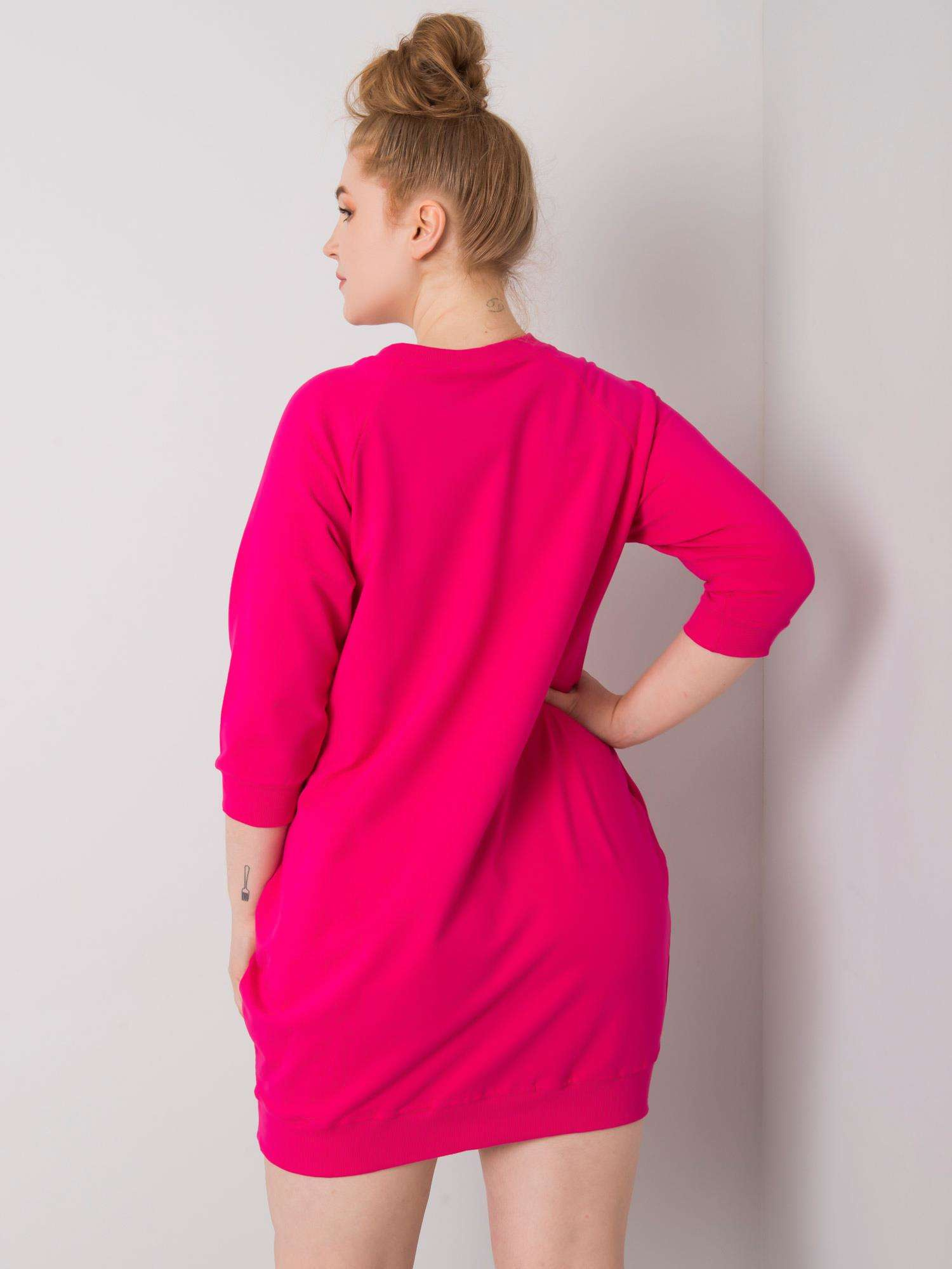 Fuksjowa bawełniana sukienka plus size Karissa