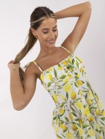 Ecru-yellow long dress with lemons.