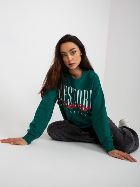 Hurtownia Ciemnozielona bluza z nadrukiem bez kaptura