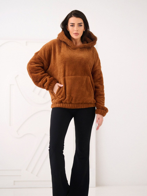 Jasnobrązowa bluza kangurka z kapturem