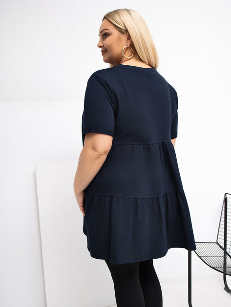 Granatowa damska bluzka plus size z krótkim rękawem