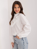 Hurtownia Biała elegancka koszula z falbaną 