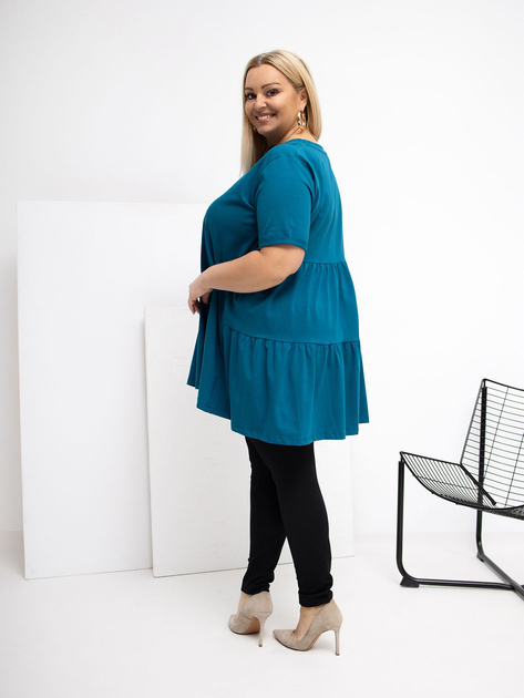 Morska rozkloszowana bluzka plus size z bawełny