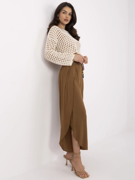 Hurt Jasnobrązowe zwiewne spodnie z paskiem OCH BELLA