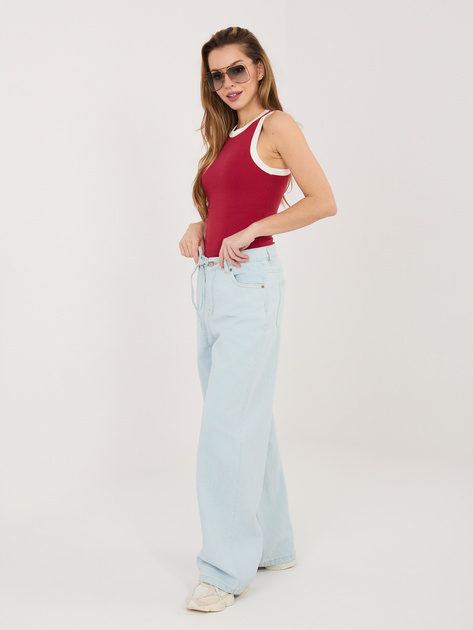 Jasnoniebieskie szerokie jeansy z wiązaniem SUBLEVEL