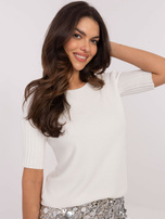 Hurtownia Ecru klasyczny sweter ze ściągaczami