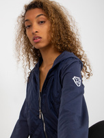 Hurt Granatowa damska bluza bomberka kapturem RUE PARIS