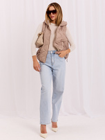 Online-Großhandel Beige Daunenweste mit Taschen.