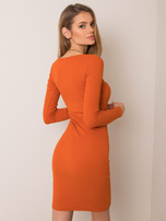 Ceglasta sukienka bodycon w prążek RUE PARIS 