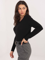 Czarna dopasowana bluzka w prążek