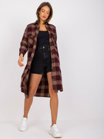 Bordowo-żółta długa koszula oversize Monika 