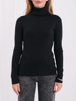 Czarny damski sweter golf slim fit