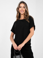 Czarna damska bluzka basic z bawełny RUE PARIS  