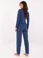 Ciemnoniebieska bawełniana piżama w gwiazdki