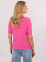 Rosa Damenpullover mit Bündchen.