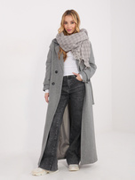 Szaro-ecru damski szal w geometryczny wzór