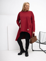 Bordowa damska tunika plus size z kieszeniami