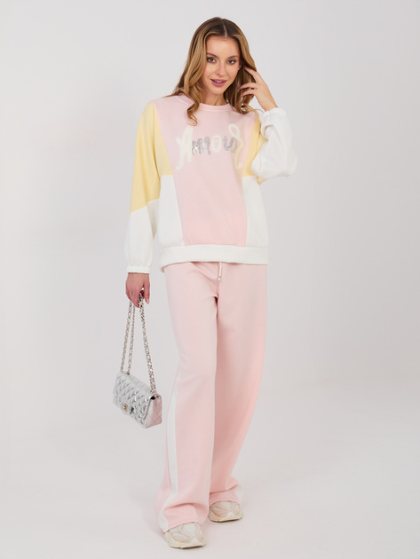 Jasnoróżowe dresowe spodnie z lampasami RUE PARIS