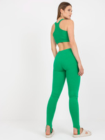 Green basic leggings with a strap under the foot