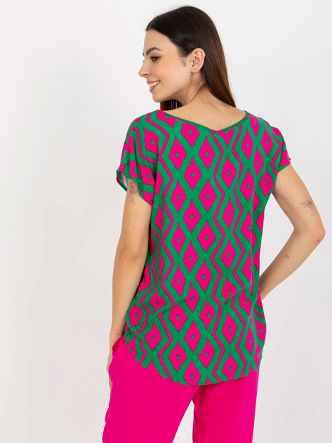 Hurt Zielona bluzka z nadrukiem i okrągłym dekoltem SUBLEVEL