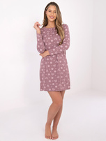 Brudnoróżowa nocna koszula z guzikami przy dekolcie