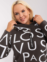 Hurt Ciemna khaki bawełniana bluza plus size z nadrukiem