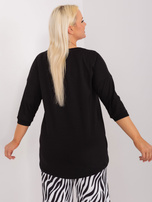 Hurtownia Czarna asymetryczna bluzka plus size