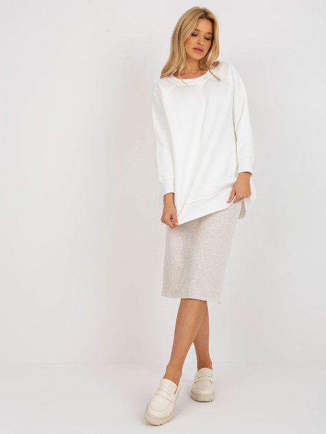 Hurtownia Ecru damska dresowa bluza basic bez kaptura