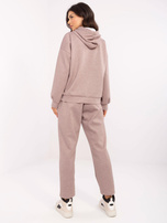 Hurt Ciemnobeżowy melanżowy komplet z dodatkiem wiskozy