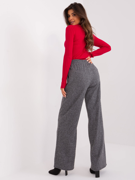 Hurt Szaro-czarne spodnie dzianinowe z szerokimi nogawkami