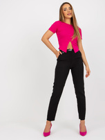 Hurtownia online Czarne proste spodnie z materiału z paskiem 