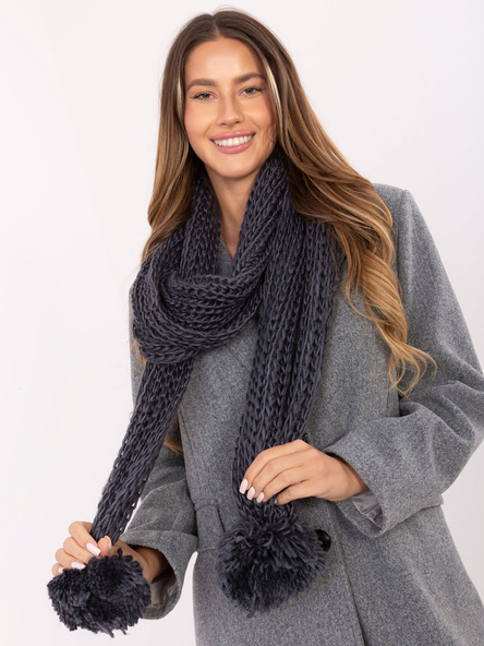 Ciemnoszary ciepły szal damski