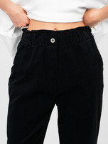 Czarne damskie spodnie paperbag z sztruksu