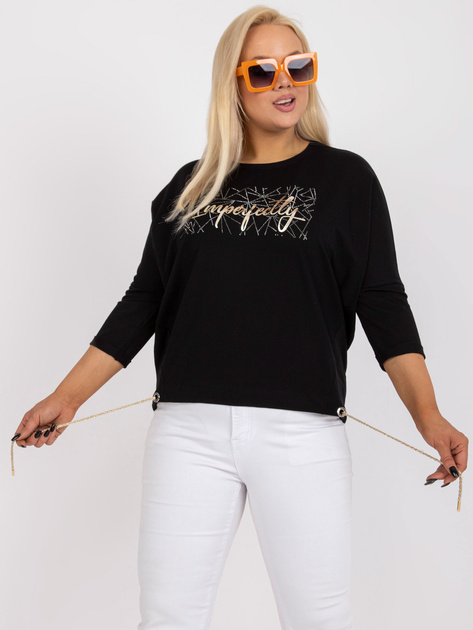 Czarna bawełniana bluzka plus size z napisem