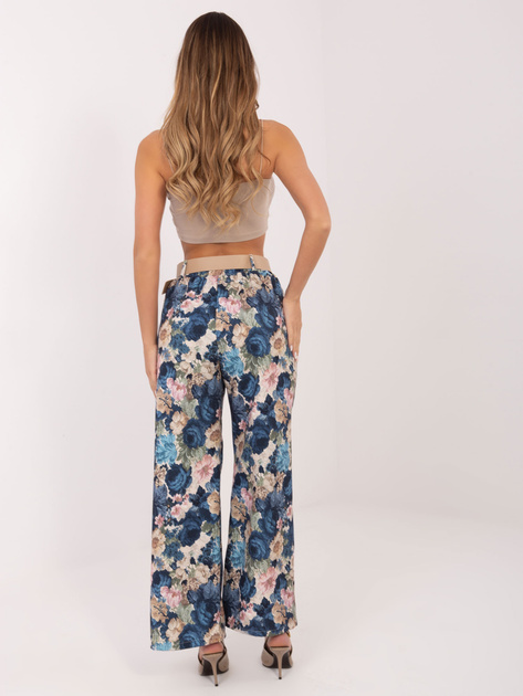 Ciemnoniebieskie garniturowe spodnie z printem RUE PARIS