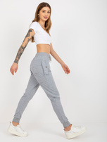 Hurtownia Szare damskie spodnie dresowe z kieszeniami