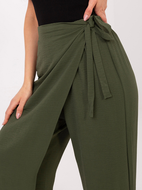 Khaki letnie spodnie z wiskozy