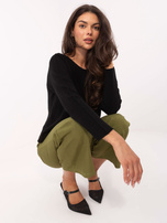 Czarny damski sweter z długim rękawem