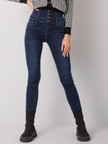 Ciemnoniebieskie jeansy rurki high waist Garland