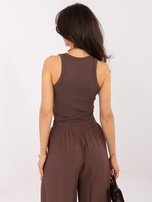 Czekoladowy tank top w prążek SUBLEVEL 