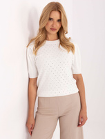 Ecru damski sweter z domieszką wiskozy 