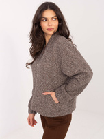 Ciemnobeżowa rozpinana kurtka z domieszką wełny