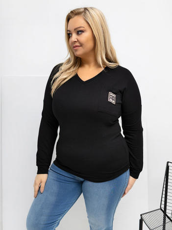 Czarna casualowa bluzka plus size z modalu