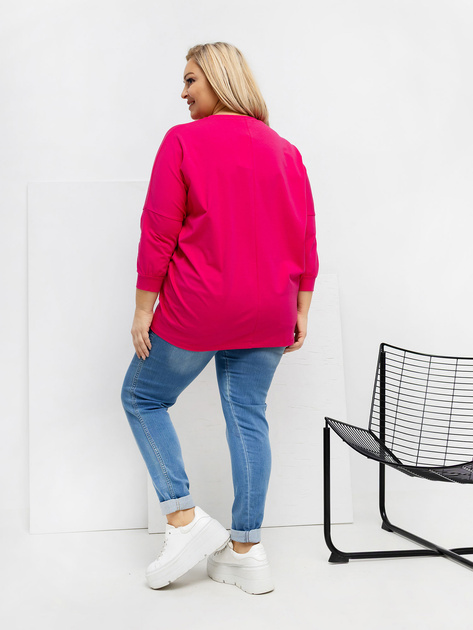 Fuksjowa bawełniana bluzka plus size