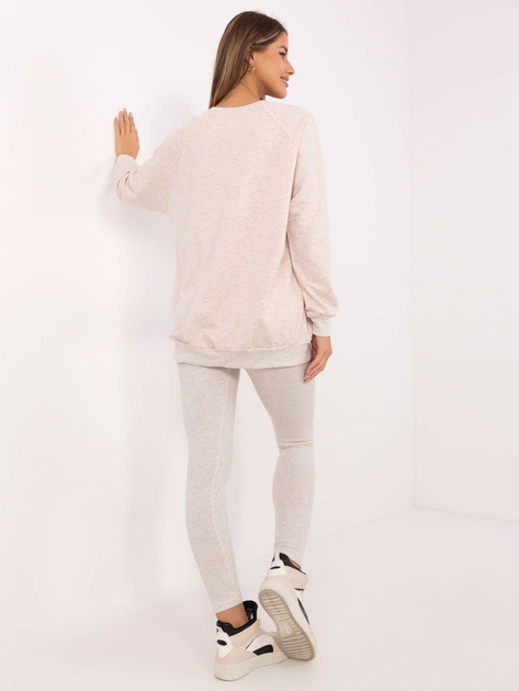 Hurt Jasnobeżowy melanżowy dresowy komplet z napisem