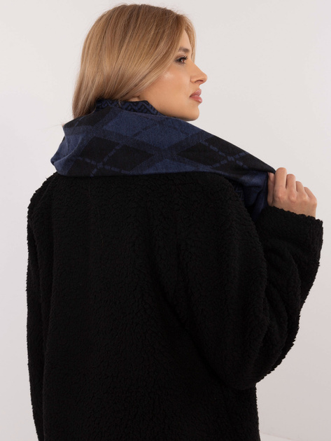 Hurt Czarno-ciemnoniebieski damski szal z printem