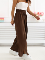 Dark brown high-waisted summer pants.